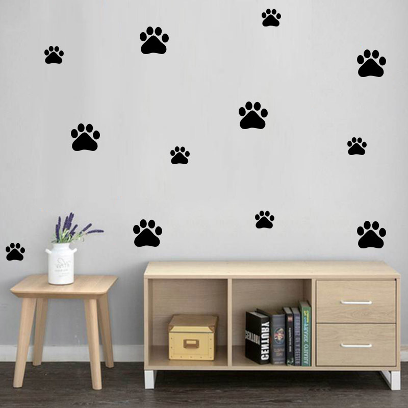 Baby Nursery Wall Decals - Cartoon Dog Cat Walking Paw Print