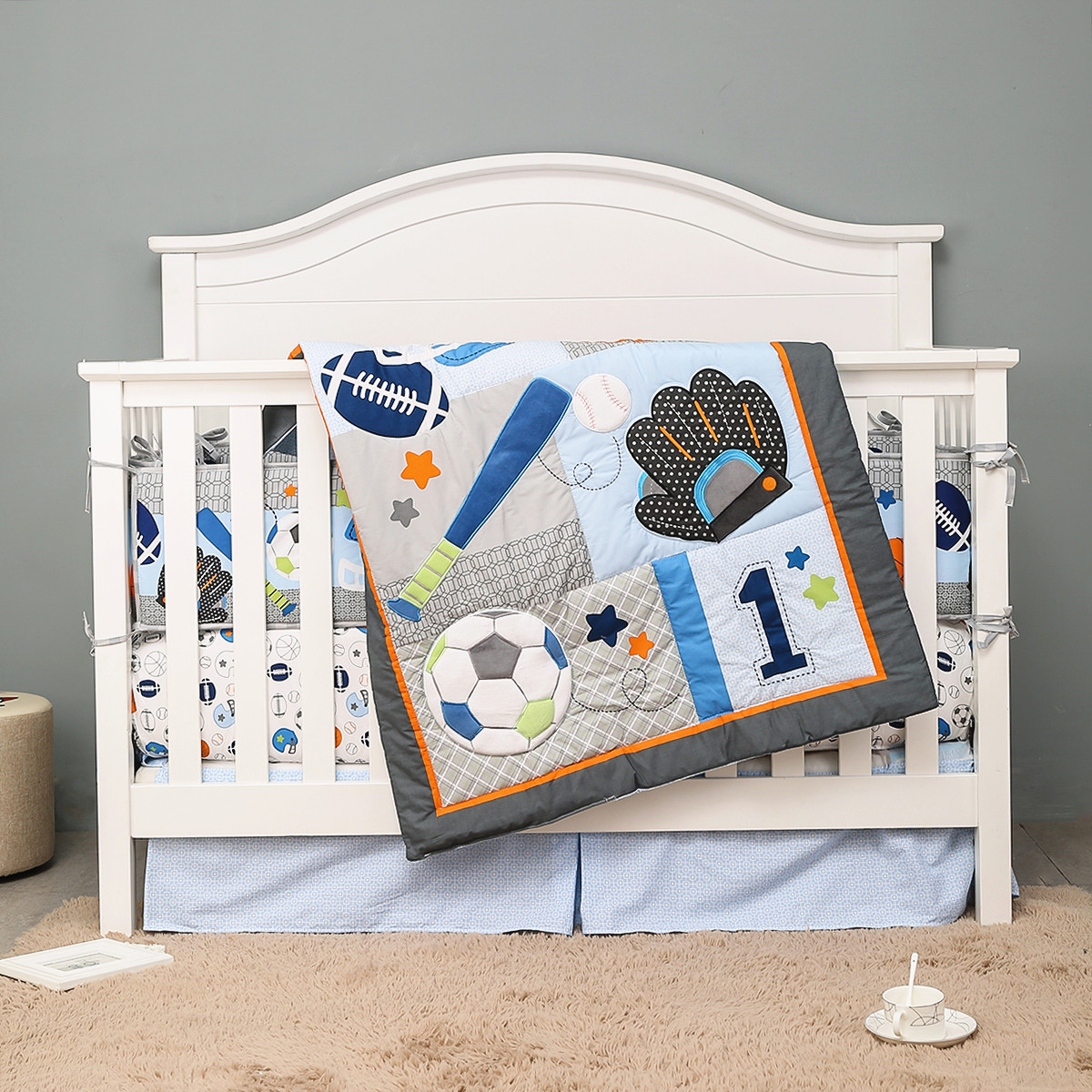 Baby Boy Nursery Quilt - 7Pcs Sport Baby Boy Bedding Nursery
