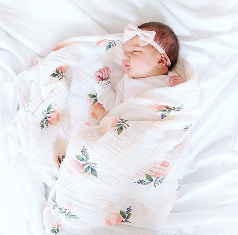 Swaddle Blanket Muslin - Rose 120x120cm 70% Bamboo 30% Cotton