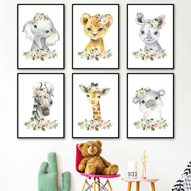 Floral Jungle Animals Canvas P - Baby Nursery Pictures review and price