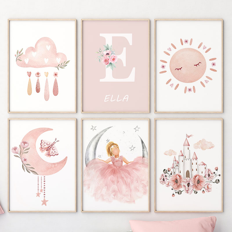 Pink Angel Girl Sun Moon Cloud - Baby Nursery Pictures review and price