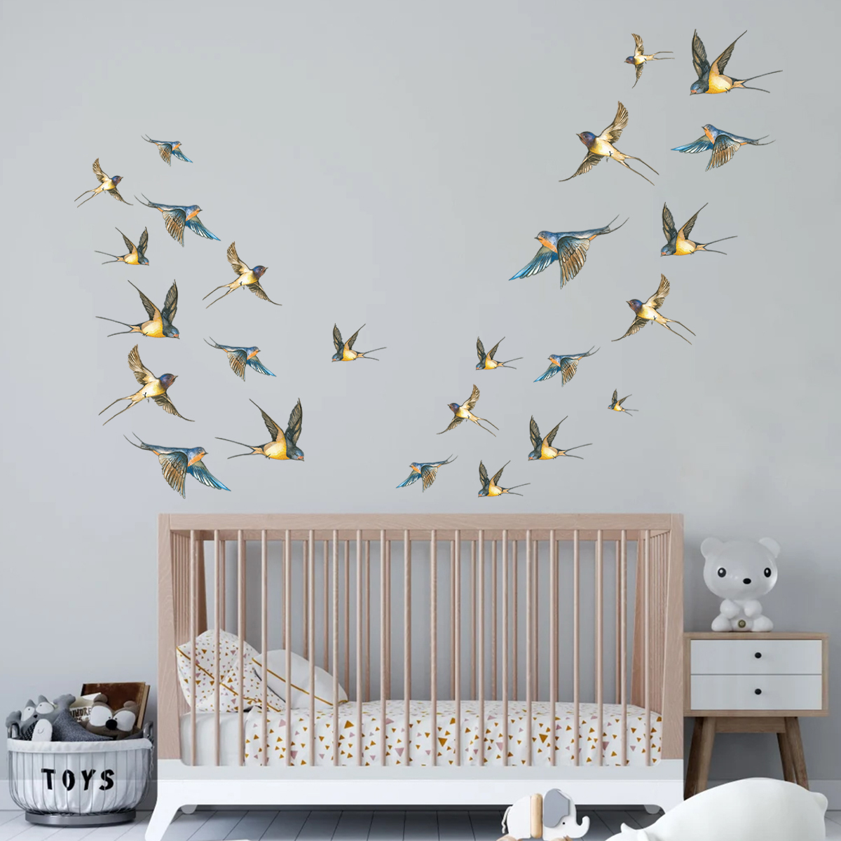 4Pcs Watercolor Multicolor Bir - Baby Nursery Wall Decals review and price