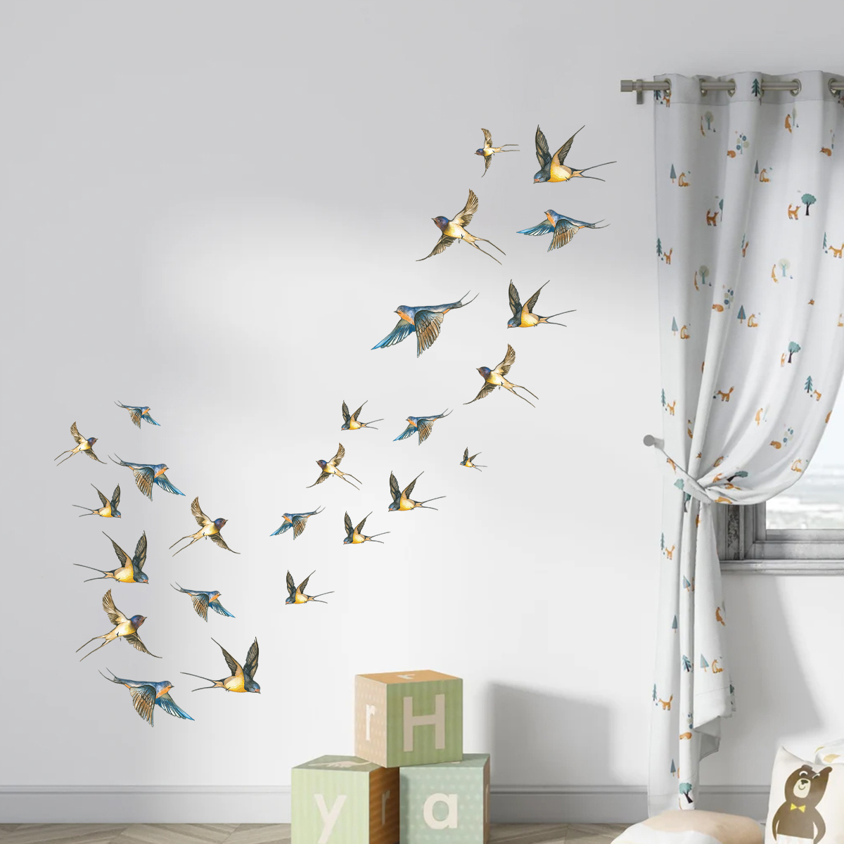 4Pcs Watercolor Multicolor Bir - Baby Nursery Wall Decals review and price