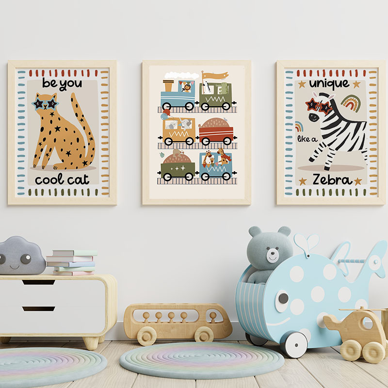 Funny Cartoon Animals Car Bus  - Baby Nursery Pictures review and price