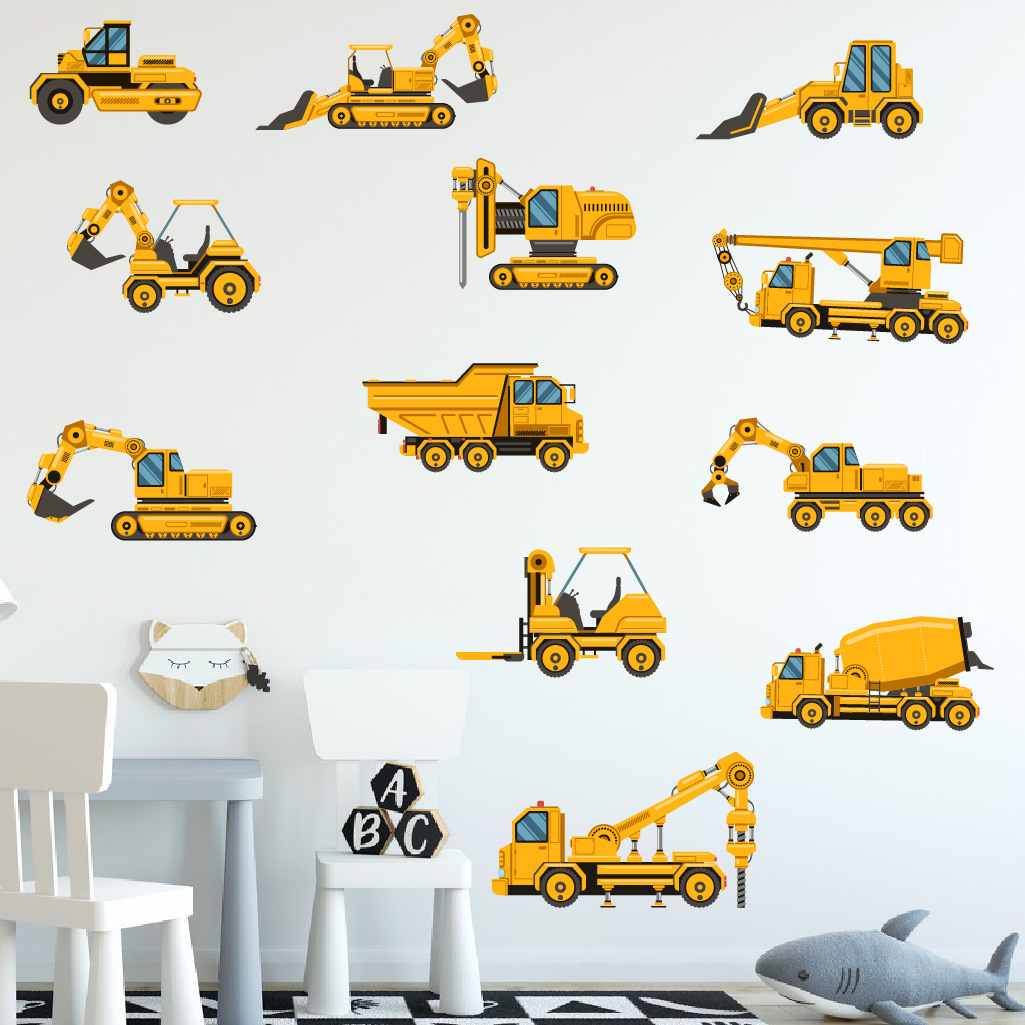 Cartoon Excavator Engineering  - Baby Nursery Wall Decals review and price