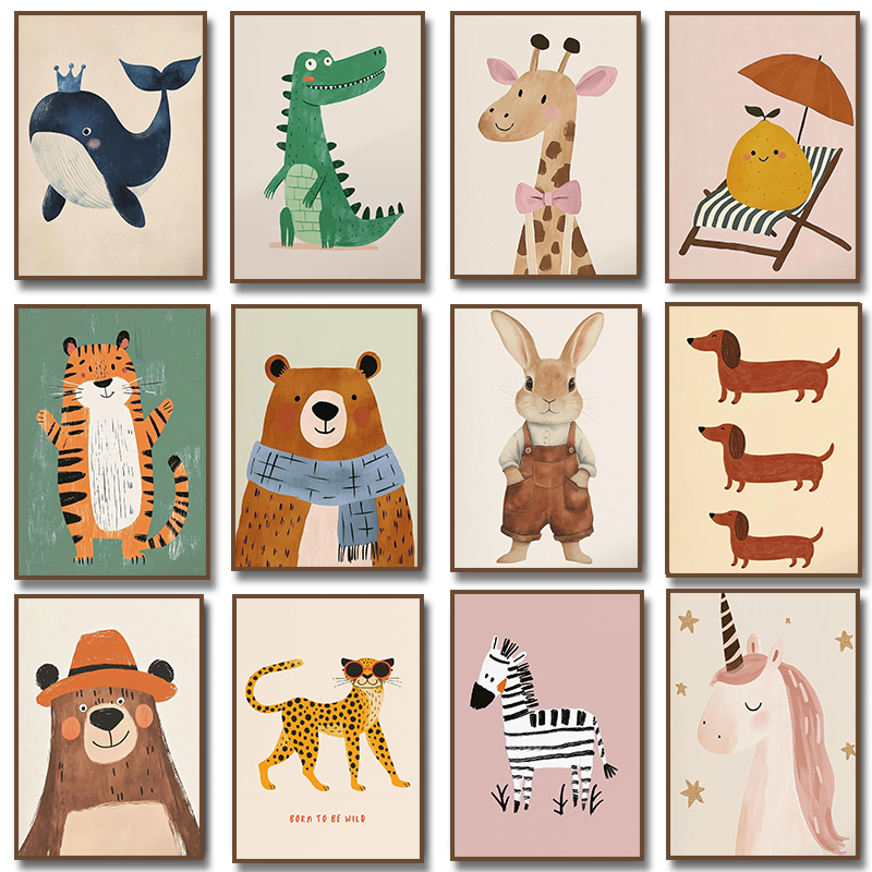 Cute Animal Illustration Poste - Baby Nursery Pictures review and price