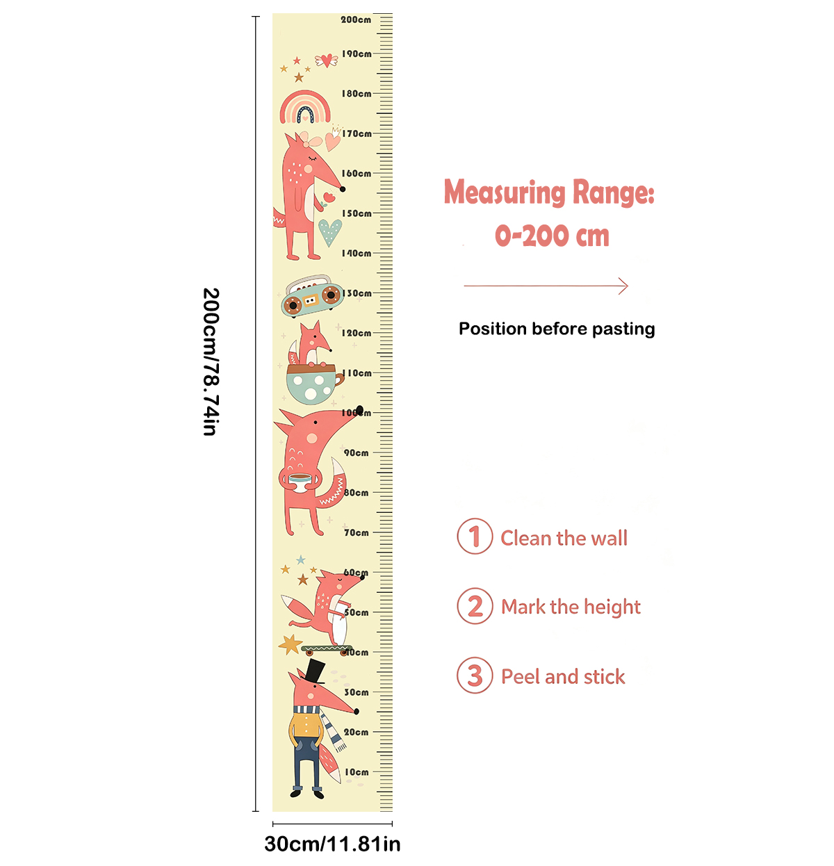 Lovely Animal Fox Kids Height  - Baby Nursery Wall Decals review and price