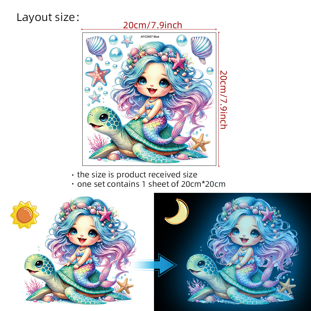 Cartoon Sea Turtle Mermaid Wal - Baby Nursery Wall Decals review and price
