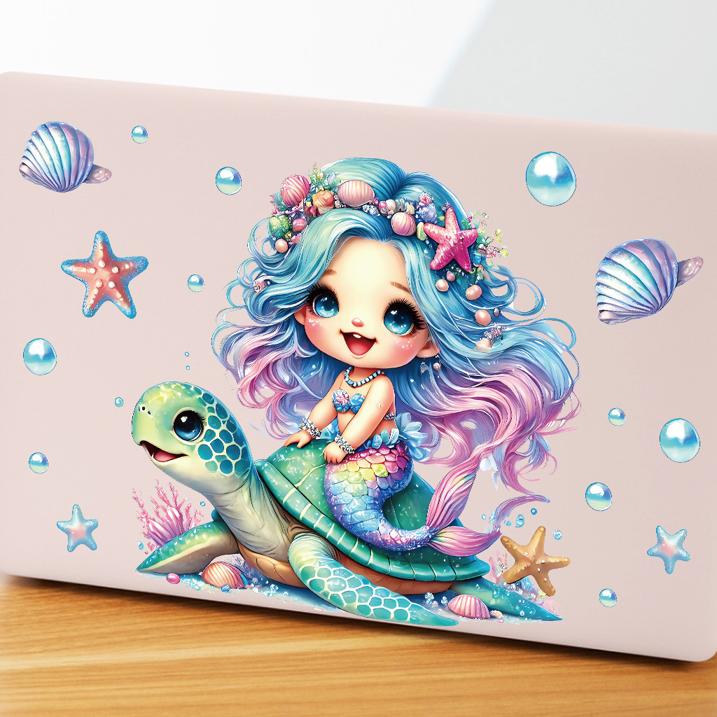 Cartoon Sea Turtle Mermaid Wal - Baby Nursery Wall Decals review and price