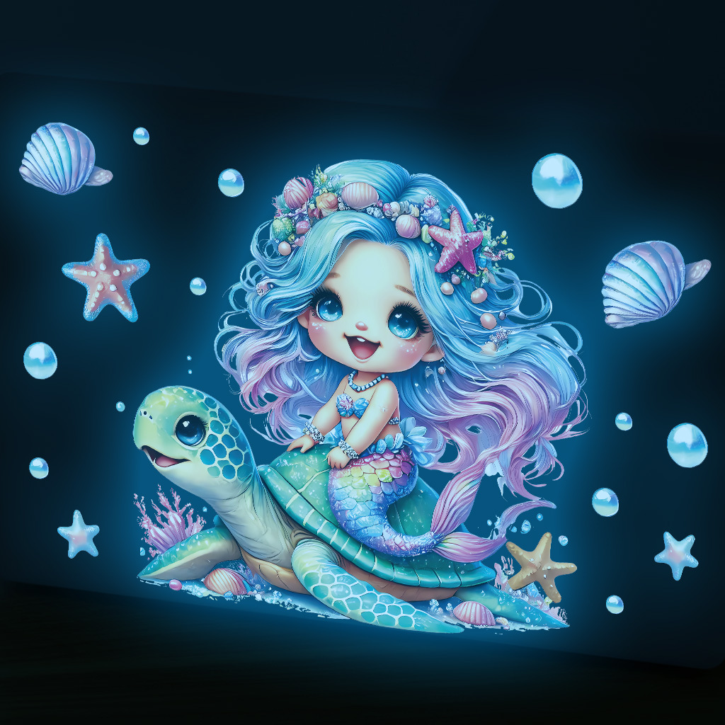 Cartoon Sea Turtle Mermaid Wal - Baby Nursery Wall Decals review and price
