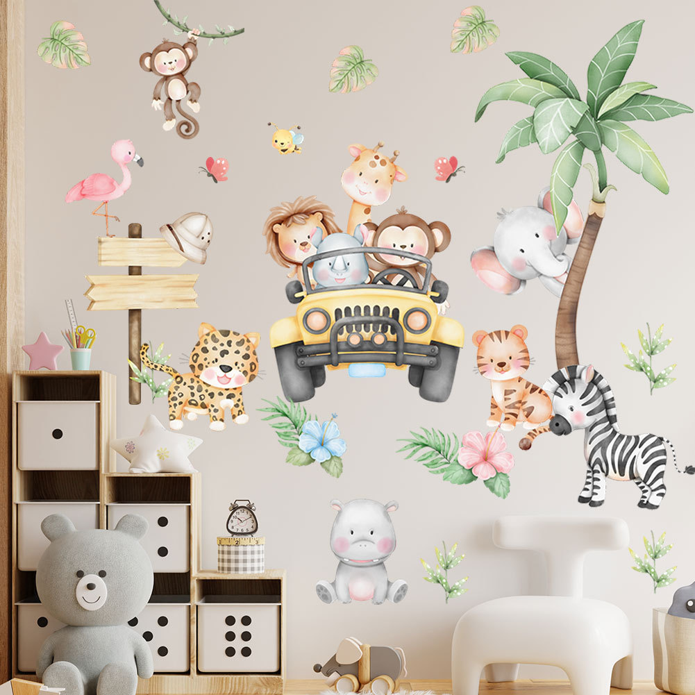 kids room cartoon elephant gir - Baby Nursery Zoo Animals review and price