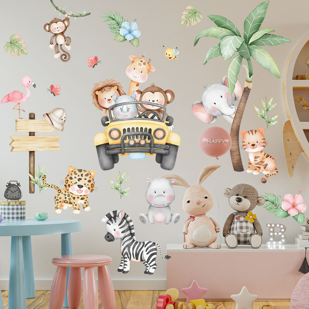 kids room cartoon elephant gir - Baby Nursery Zoo Animals review and price