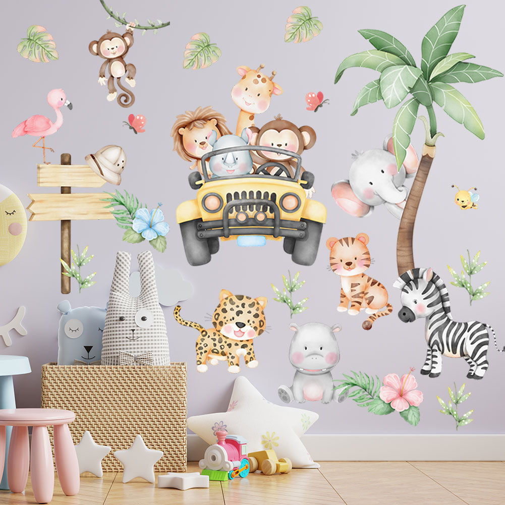 kids room cartoon elephant gir - Baby Nursery Zoo Animals review and price