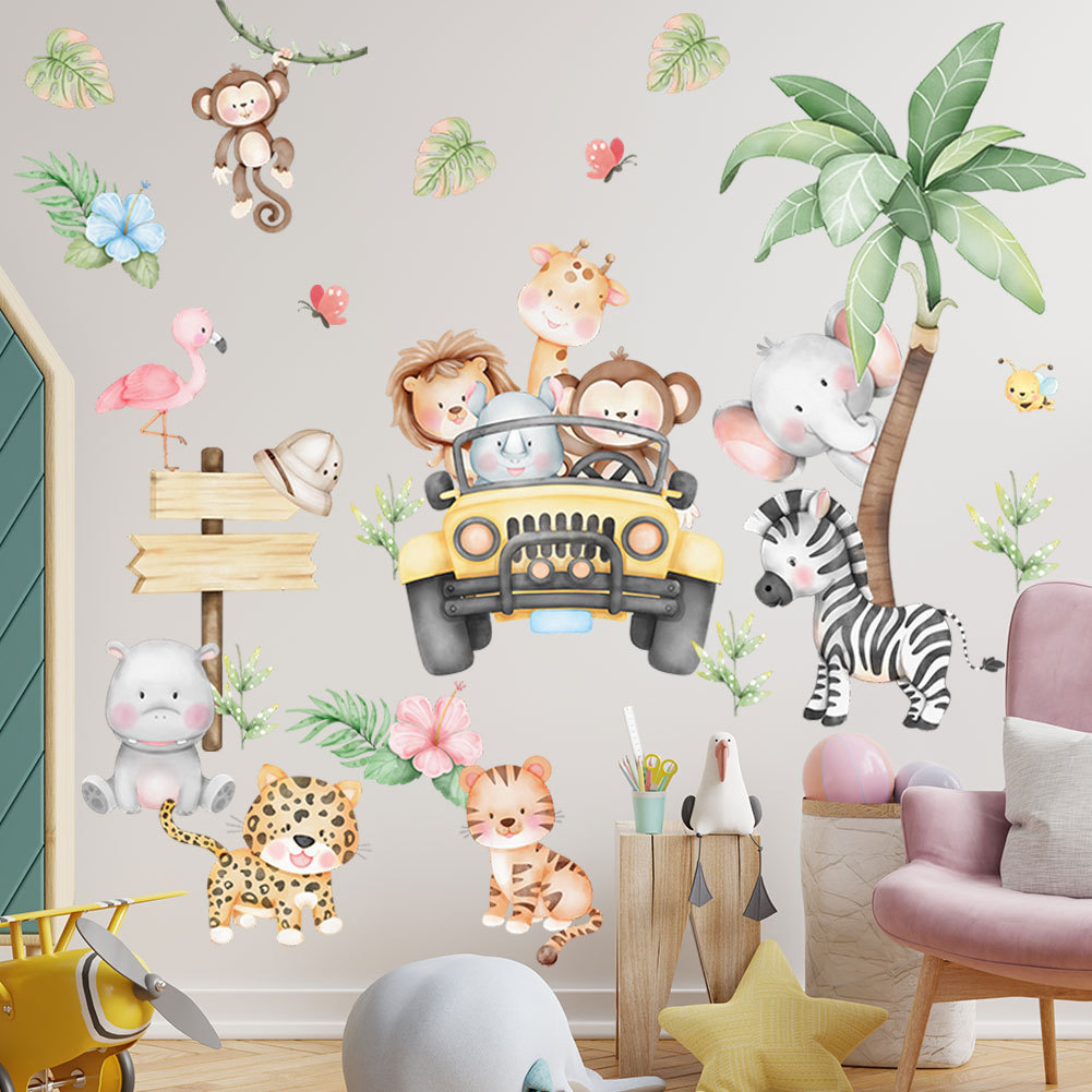 kids room cartoon elephant gir - Baby Nursery Zoo Animals review and price