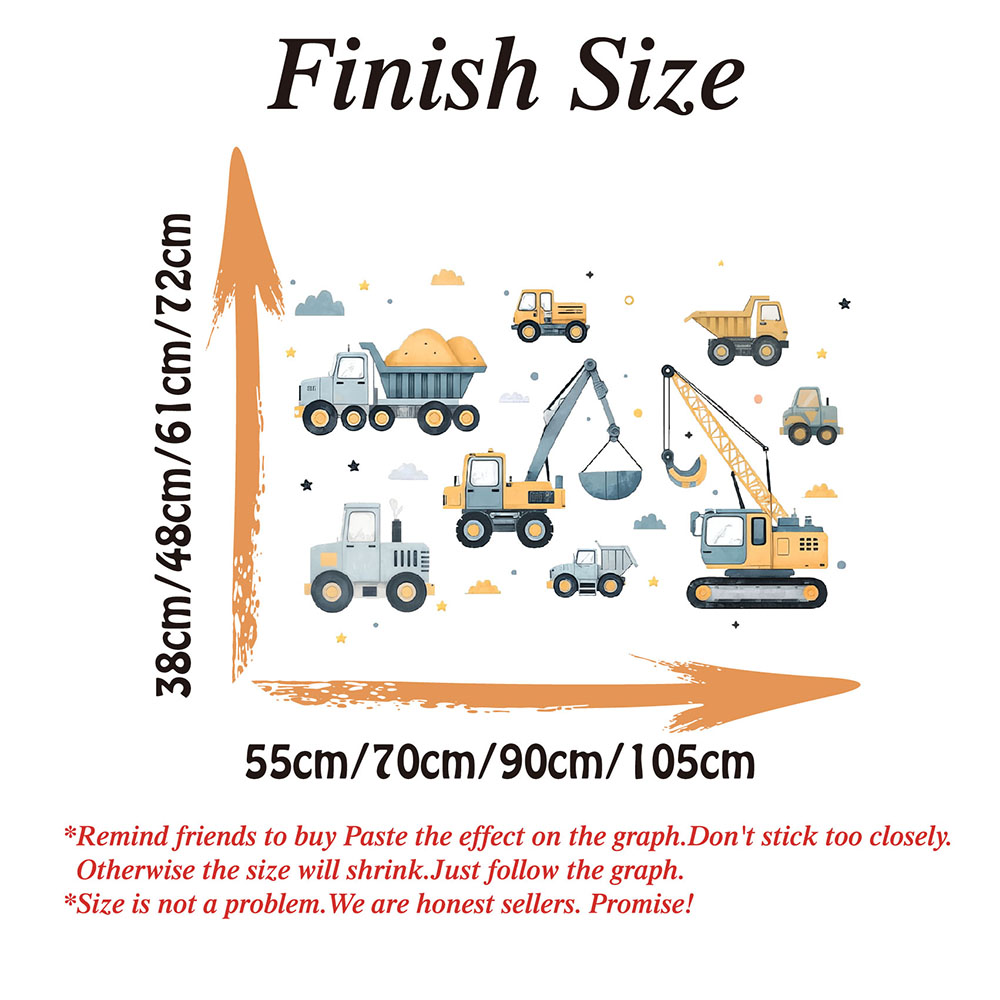 Cartoon Excavator Vehicles Set - Baby Nursery Wall Decals review and price