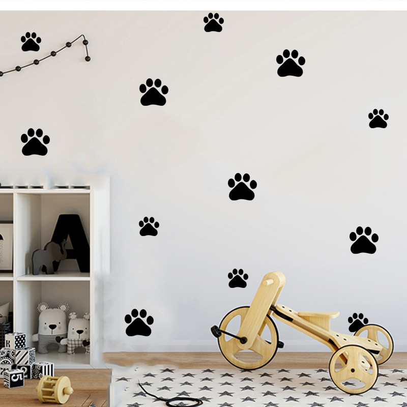 Cartoon Dog Cat Walking Paw Pr - Baby Nursery Wall Decals review and price