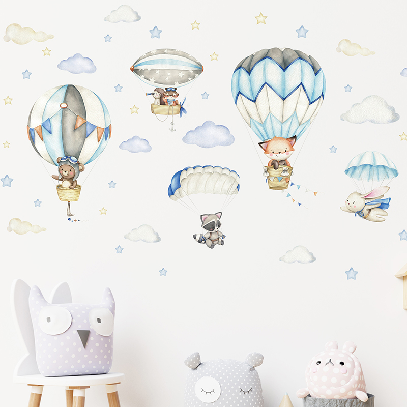 Cartoon Cute Animals Hot Air B - Baby Nursery Ornaments review and price