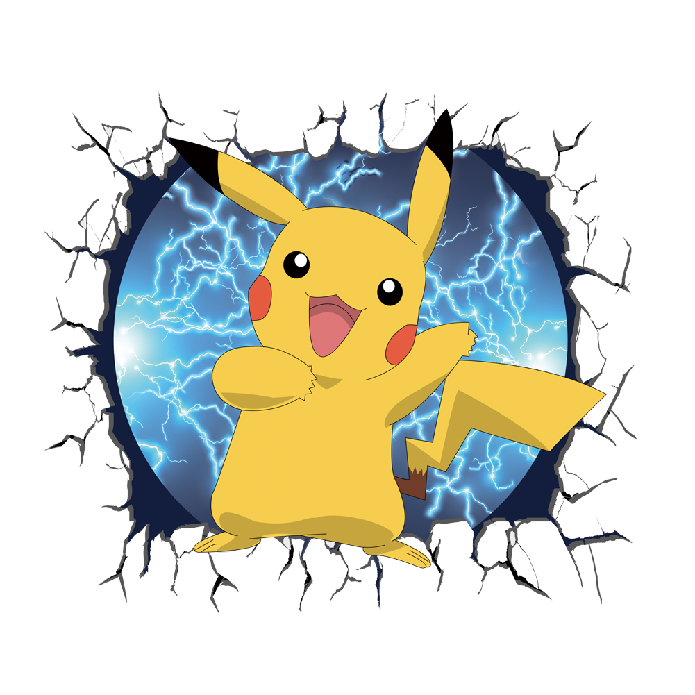3D Broken Wall Cartoon Pikachu - Baby Nursery Wall Decals review and price