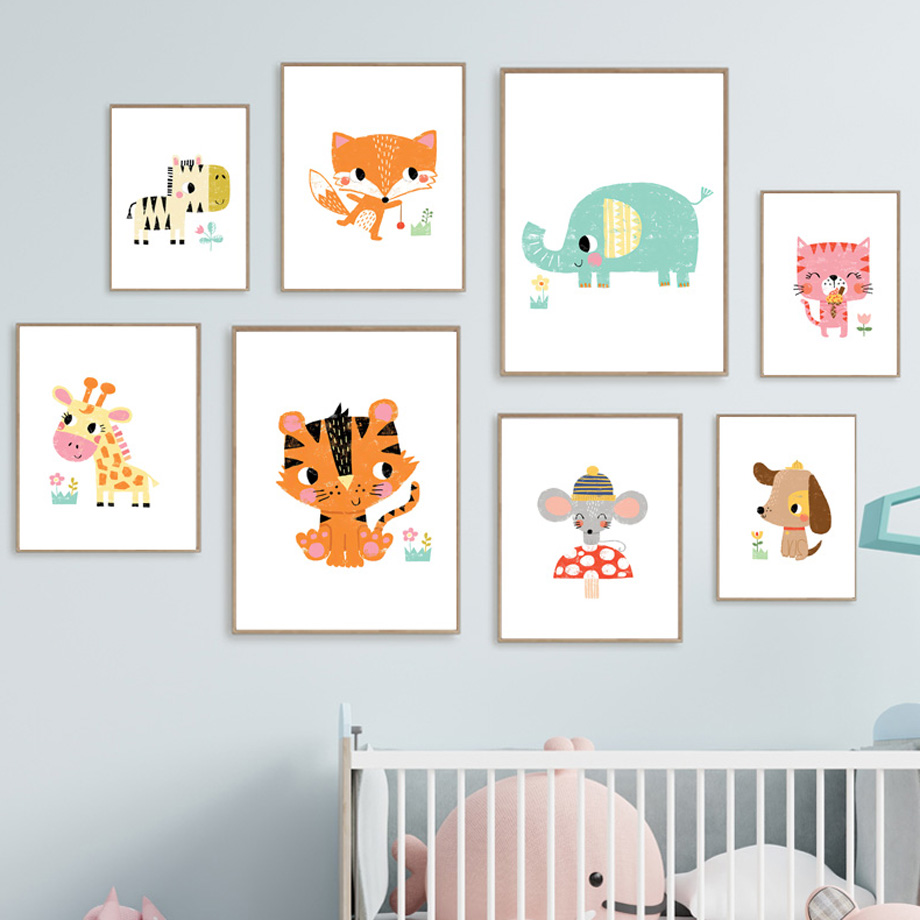 Cartoon Baby Animal Nursery Wa - Baby Nursery Zoo Animals review and price