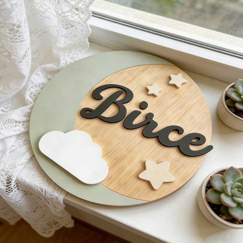 Custom Wooden Name Sign, 3D Cl - Baby Nursery Ornaments review and price