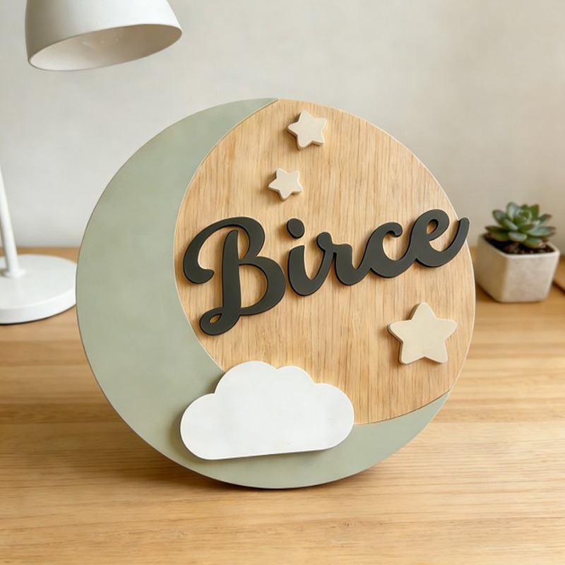 Custom Wooden Name Sign, 3D Cl - Baby Nursery Ornaments review and price