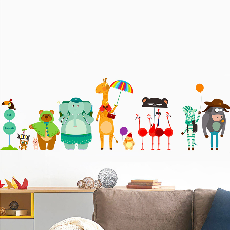 Cartoon Zoo Bus Station Wall S - Baby Nursery Zoo Animals review and price