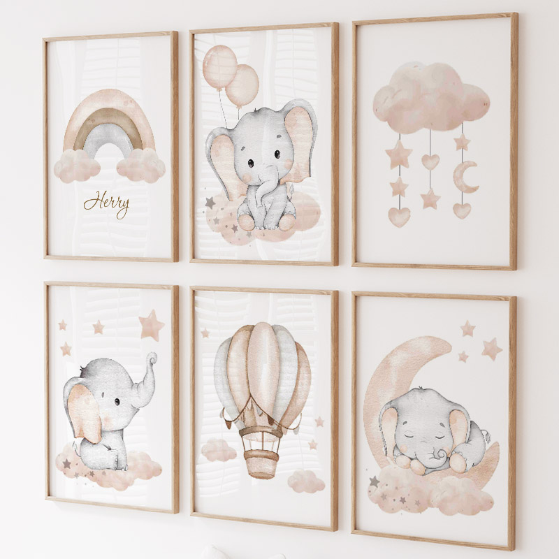 Cute Elephant Hot Balloon Moon - Baby Nursery Pictures review and price