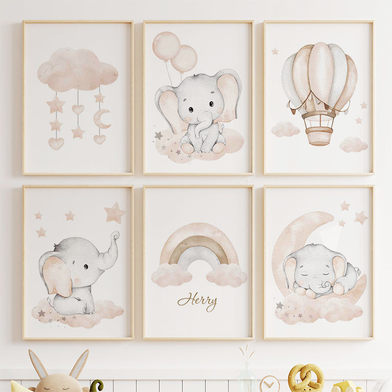 Cute Elephant Hot Balloon Moon - Baby Nursery Pictures review and price