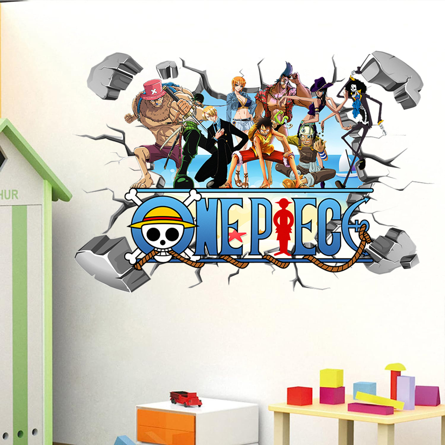 Cartoon One Piece Luffy 3D Wal - Baby Nursery Wall Decals review and price