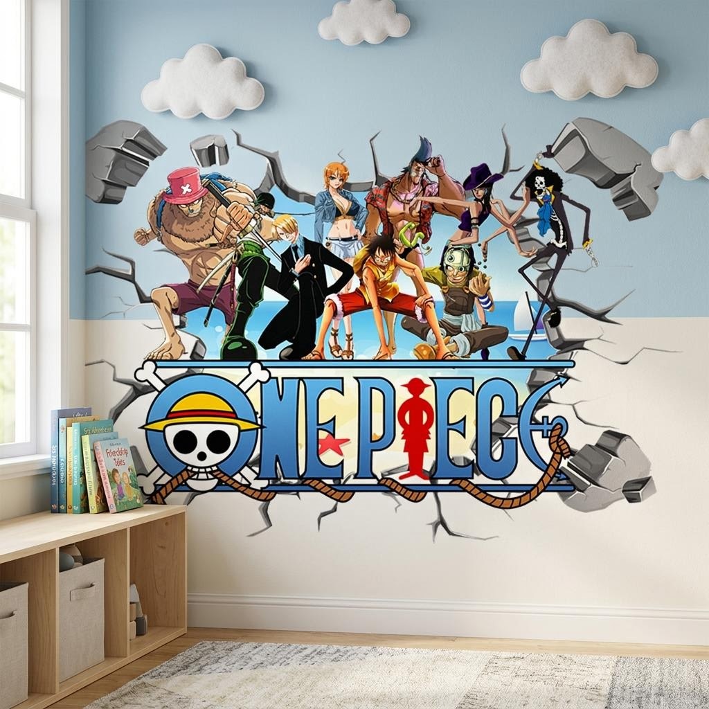 Cartoon One Piece Luffy 3D Wal - Baby Nursery Wall Decals review and price