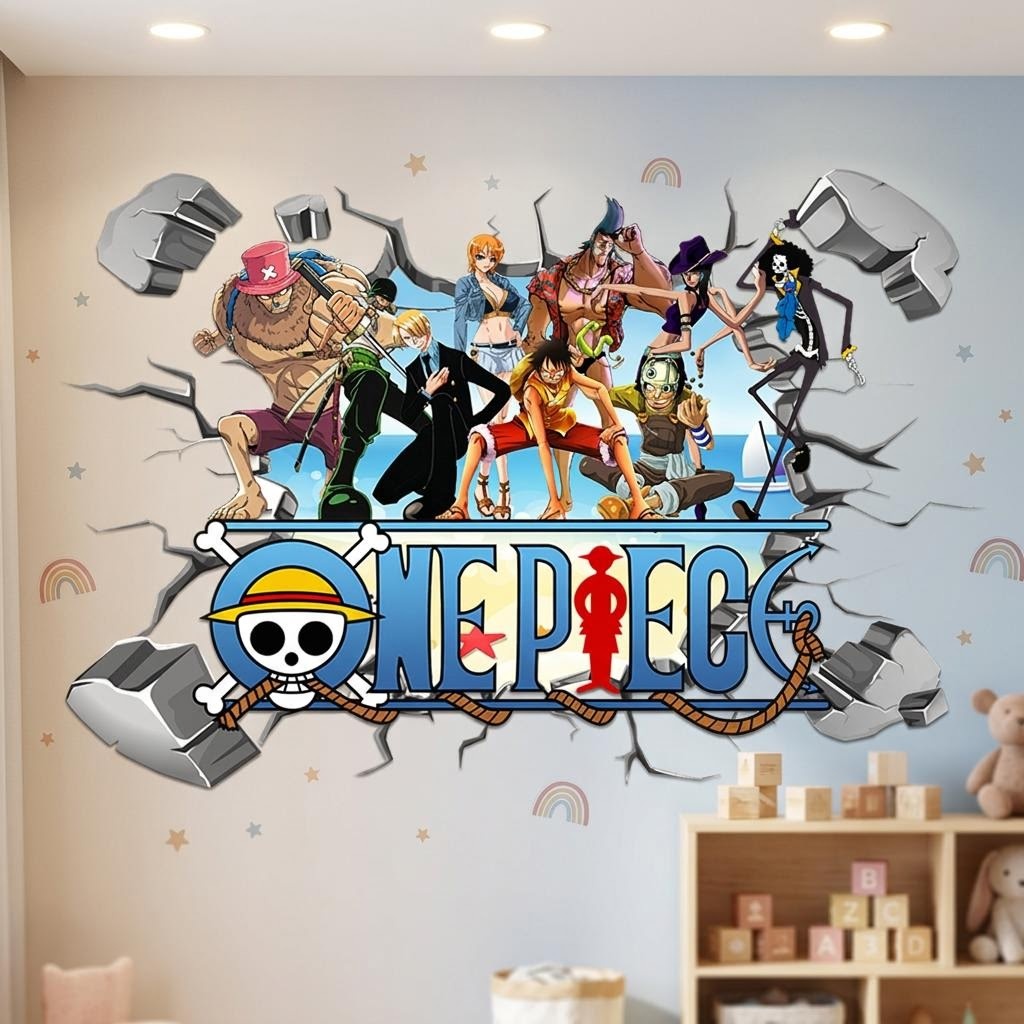 Cartoon One Piece Luffy 3D Wal - Baby Nursery Wall Decals review and price