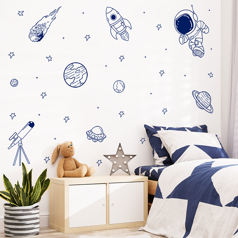 Cartoon Universe Astronaut Pla - Baby Nursery Wall Decals review and price