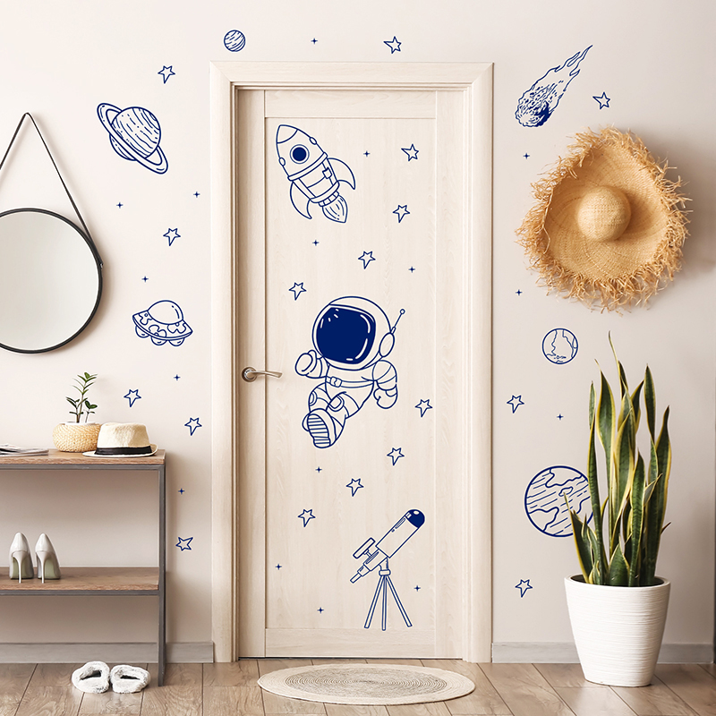 Cartoon Universe Astronaut Pla - Baby Nursery Wall Decals review and price