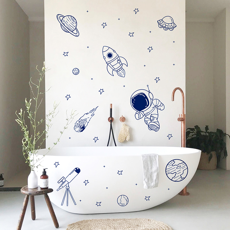 Cartoon Universe Astronaut Pla - Baby Nursery Wall Decals review and price