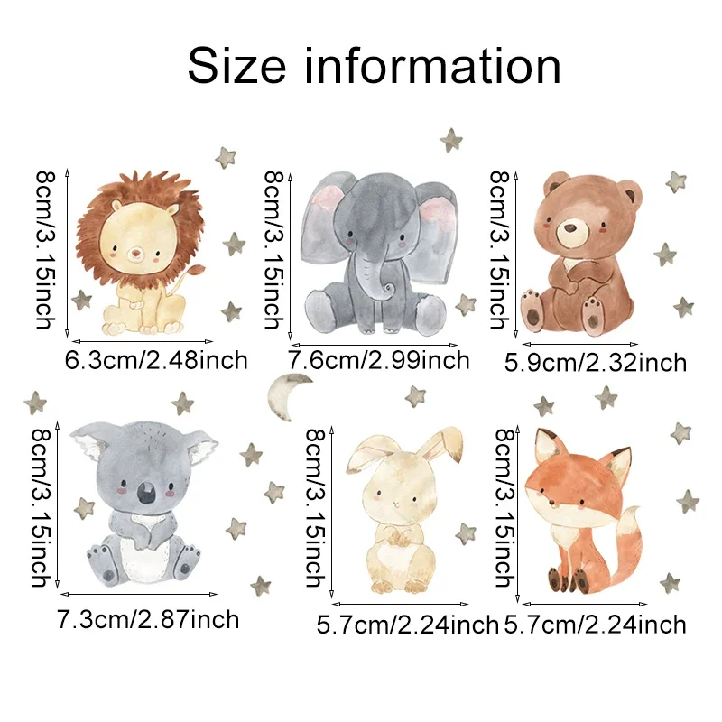 1/2/4/6set Cartoon Animals Wal - Baby Nursery Wall Decals review and price